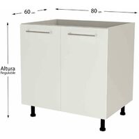 Mueble cocina bajo para fregadero en varios colores 85 cm(alto)80 cm(ancho)60 cm(largo) Color BLANCO MATE