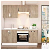 Cocina completa con encimera y con zocalo de 180 cm(ancho) color roble cortez, KIT-KIT