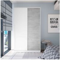 Armario ropero Arieta puertas correderas blanco artik y cemento. 200cm(alto) 120cm(ancho) 50cm(fondo).