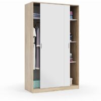 Armario ropero puertas correderas Plus Noon acabado roble combinado con blanco 200 cm(alto)120 cm(ancho)50 cm(largo)
