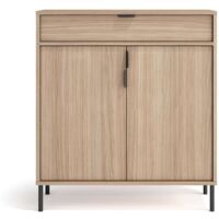 Mueble auxiliar/zapatero Md-507, 2 puertas 1 cajón en nogal oscuro, 89cm(alto) 80cm(ancho) 29cm(prof.)