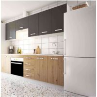 Cocina completa con zocalo y con encimera 240 cm(ancho) color roble albar/gris parís KIT-KIT