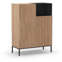 Mueble auxiliar 2 puertas abatibles md-Roque acabado roble sepet/negro. 120cm(alto) 90cm(ancho) 40cm(prof.)