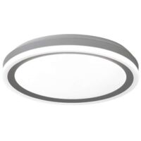 Plafón led modelo Kai acabado plata, 8cm(alto) 40cm(ancho) 40cm(fondo) .
