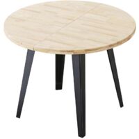 Mesa redonda extensible Berg-E roble nordish patas negras 76 cm(alto) 100cm(ancho) 100-140-180 cm(largo)