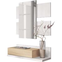Recibidor con cajón + Espejo Modern en acabado madera natural 20 cm(alto)75 cm(ancho)29 cm(largo)