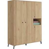 Armario ropero 4 puertas y hueco Camila 200 cm(alto)150 cm(ancho)5 cm(fondo) Color ROBLE CANADIAN-BLANCO ARTIK
