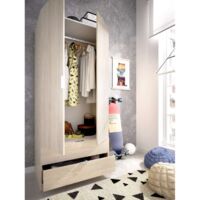 Armario Ropero Sabiote Con 2 Puertas Abatibles En Roble Natural 184 Cm(alto)81  Cm(ancho)52 Cm(largo) , Color - Natural con Ofertas en Carrefour