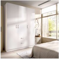 Armario ropero Huesa 3 puertas abatibles en blanco 215 cm(alto)150 cm(ancho)52 cm(largo)