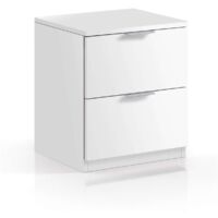 Mesita de noche Hierro 2 cajones acabado roble o blanco 45 cm(alto)38 cm(ancho)34 cm(fondo)