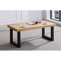 Mesa centro elevable Loft color roble nordish estructura en negro 47,5 cm(alto)120 cm(ancho)60 cm(largo)