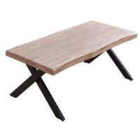 Mesa centro elevable Xena tapa con forma acabado roble honey/negro, 47cm(alto) 120 cm(largo) 66 cm(ancho)