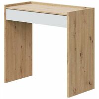 Mesa escritorio Luka con cajón acabado en Roble y Blanco Artik 77 cm(alto) x 82 cm (ancho) x 40 cm (fondo)