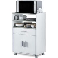 Mueble auxiliar Tom para microondas un cajón y dos puertas en acabado blanco 92 cm(alto)59 cm(ancho)40 cm(largo)