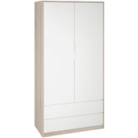 Armario de Melamina Roble Claro Blanco con 2 Puertas Abatibles Ref.509