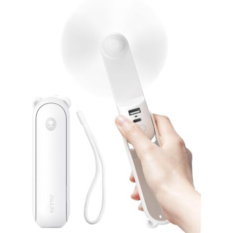 Ventilateur portatif avec batterie de secours 4500 mAh, autonomie maximale de 46 heures, ventilateur de poche portable à piles ou ventilateur personnel pliable alimenté par USB-Blanc (1/5)