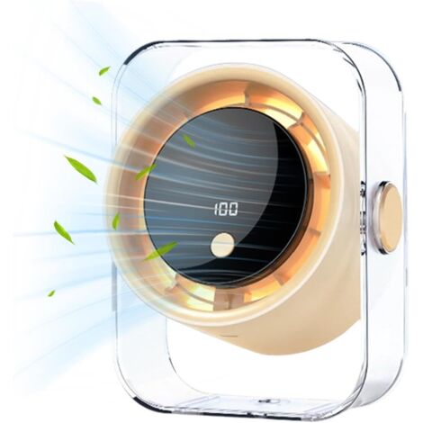 USB Rechargeable Small Desk Fan, 100 Speeds Silent Air Cooler, 15cm Portable Fan with Digital Display, Compact Table Fans, Personal Cooling Device with Adjustable Flow, Home Accessory for Bedroom (1/5)