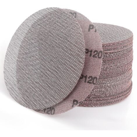 Disques Abrasifs 150mm Grain 120 – Lot de 60 Disques de Ponçage à Filet Anti-Poussière – Pour Ponceuses Orbitales Bois Métal Plastique – Parfait pour Menuisiers, Carrossiers et Bricoleurs (1/5)