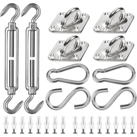 Kit de Fixation pour Voile D'ombrage 42 Pièces de Matériel en Acier Inoxydable pour Installation de Voile d'ombrage Rectangulaire et Triangulaire, M6 (1/5)