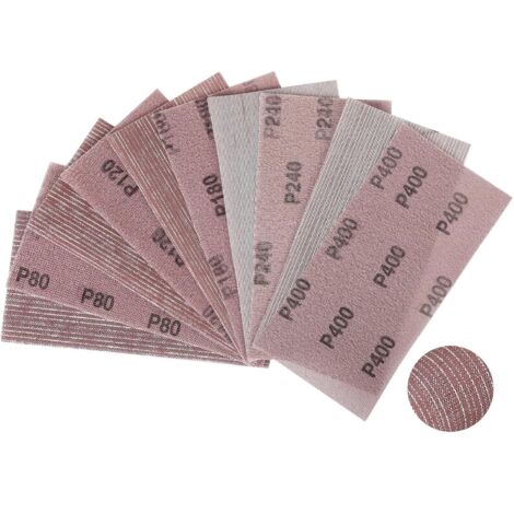 Treillis Feuilles Abrasive 115x230mm, 25 Pièces Papier a Poncer 80/120/180/240/400 Grains Abrasives Papier pour Ponceuse Vibrante Polir et Enlever La Rouille (1/5)