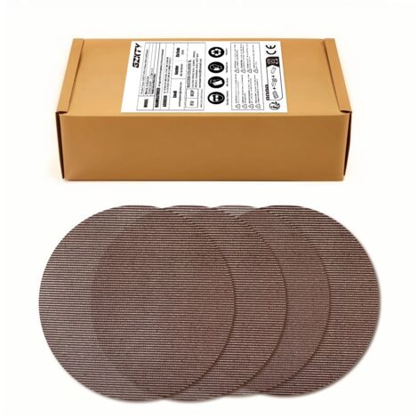 50 pièces Disque Abrasif 150mm Maille Disque de Poncage Autoagrippant Grain P180 Pour Bois, Mastic, Peinture, Ponceuse Excentrique (1/5)