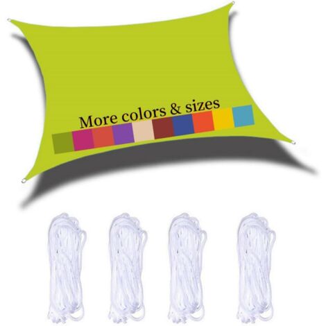 Voile D'ombrage Rectangulaire 5x6m Imperméable PES Toile Ombrage 98% UV Protection pour Jardin Terrasse Balcon Piscine Fête Extérieur, Jaune Vert (1/5)