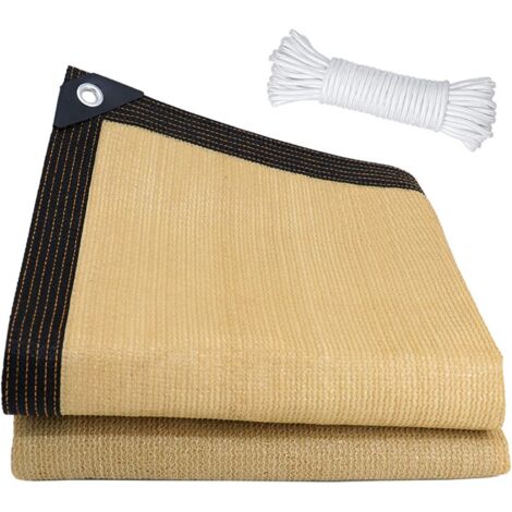 Filet D'ombrage, 3x3m Filet Protection Solaire avec Oeillets, Anti-UV Toile Ombrage Exterieur, Voile D'ombrage Rectangulaire, Filet Ombrage avec 5M Cordes pour Patio/Serre/Jardin/Pergola/Pet House