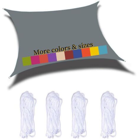 Voile D'ombrage Rectangulaire 2x4m Imperméable PES Toile Ombrage 98% UV Protection pour Jardin Terrasse Balcon Piscine Fête Extérieur, Gris Foncé (1/5)
