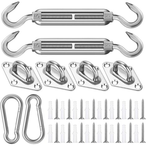 Kit Fixation Toile Ombrage M5,Kit de Quincaillerie pour Voiles D'ombrage Rectangulaire et Triangulaires,Kit de Matériel pour Voiles D'ombrage,Fixation Toile Ombrage Exterieur pour Jardin