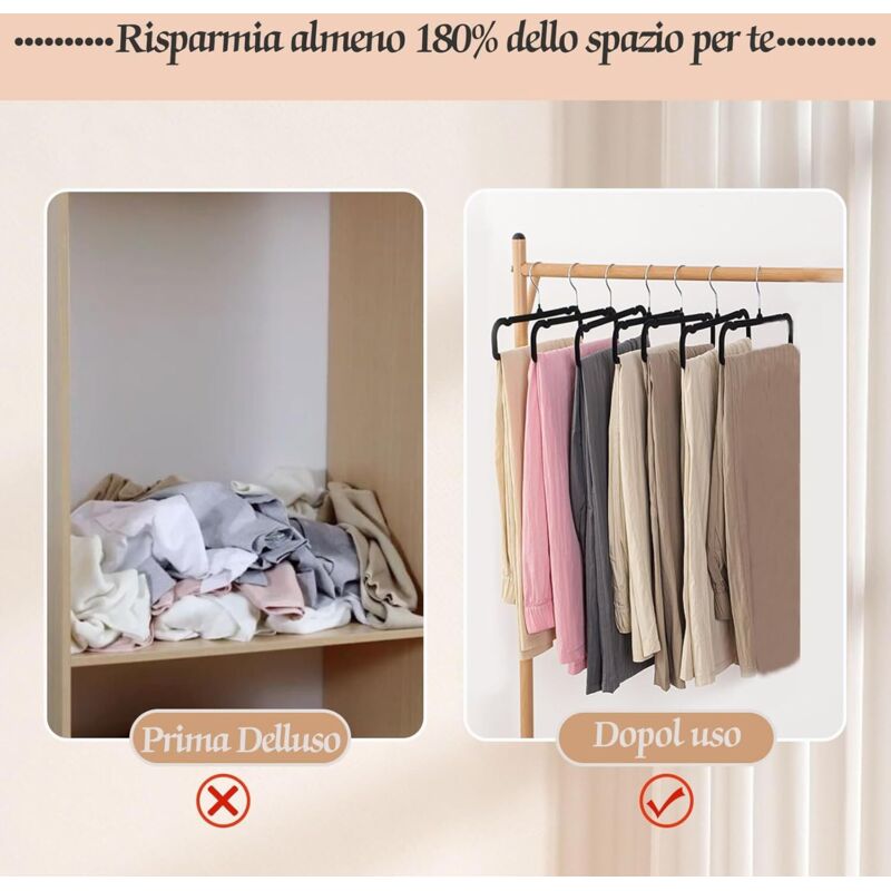 Lot 2PCS Cintres Pantalons 9 En 1 Gain De Place - Cintres Antidérapants Pliable Multifonction Pour Vêtements, Jupes Et Serviettes