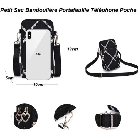 LYJOW Pochette Téléphone Portable Femme Bandoulière - Sac Téléphone Rose Avec Portefeuille Et Dragonne Réglable