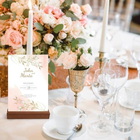 Lot De 20 Porte-Menu En Bois Naturel - Support Carte Mariage, Restaurant Et Événements