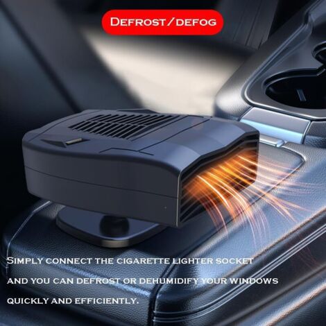 Chauffage/défroisseur Voiture 12V - Base Rotative 360°, Poignée - 150W, 2 Modes (chaud/ventilé) - Pour Pare-brise