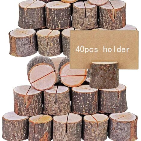 UKOFEW 20 Pièces Porte Carte Bois, Bois Support Photo Carte, Porte Menu Mariage en Support