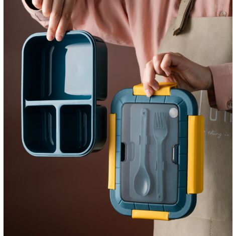 Boîte à lunch Bento avec couverts, 4 compartiments, étanche, compatible