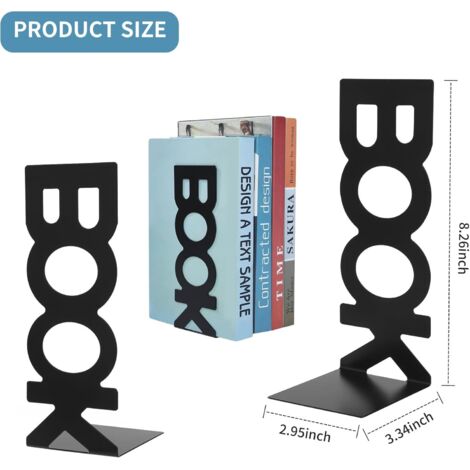 APACALI Lot De 6 Serre-Livres Métal Noir Antidérapant – Supports Robustes Pour Livres Lourds, Bureau, Bibliothèque, Salon