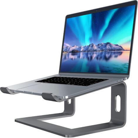 Laptop Stand Support pour Ordinateur Portable Compatible avec Mac MacBook Pro Air, Support Ergonomique Support de Montage Compact pour 10-15,6 Pouces Ordinateur Portable, LS1 Gris (1/4)