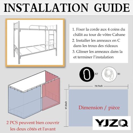 Rideau De Lit Couverture Anti-Poussière YJZQ Pour Lit Superposé - Thème Étoiles Et Planètes, 2pcs Pour Lit 150CM