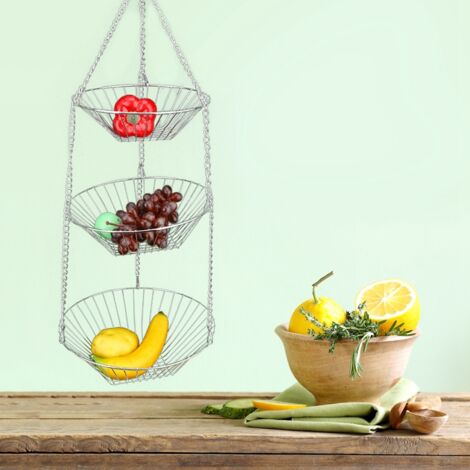 Panier Suspendu à Fruits Et Légumes à Trois Couches De Jardinage Tissé