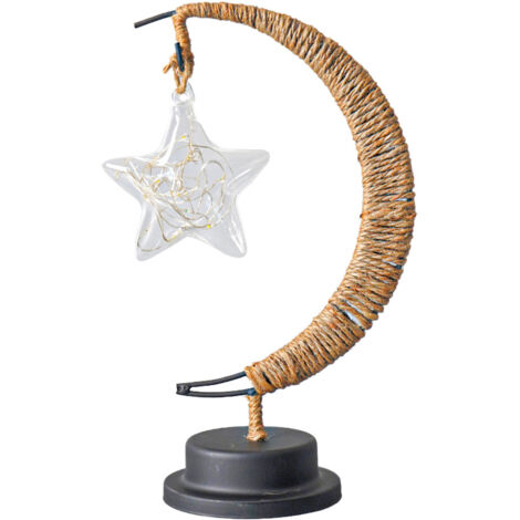 Lampe de table décorative, veilleuse lune, lampe LED en fil de coton enroulé... (1/5)