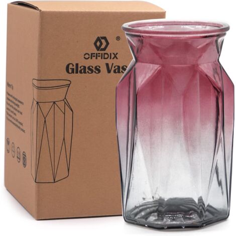 Vase En Verre Dégradé Multicolore à Facettes Géométriques - Décoration Moderne