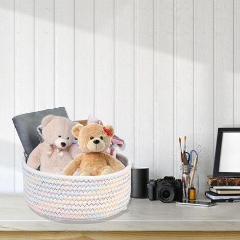 HDRNT Panier de rangement tressé en corde de coton, petit panier pour table à langer, panier empilable, boîtes de rangement pour chambre d'enfant, salon, salle de bain, 25 * 25 cm
