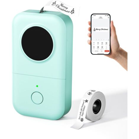 Étiqueteuse Bluetooth,Mini Étiqueteuse Autocollante Portable avec Ruban adhésif, Idéale pour l'école, la Maison, la Cuisine, et l'organisation, Compatible avec iOS et Android, Vert (1/4)