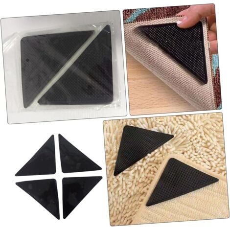 Lot De 8 Patins Adhésifs Pour Tapis - 10x10 Cm, Noir Diamant - Antidérapant, Lavable, Pour Sols Lisses (bois, Carrelage)