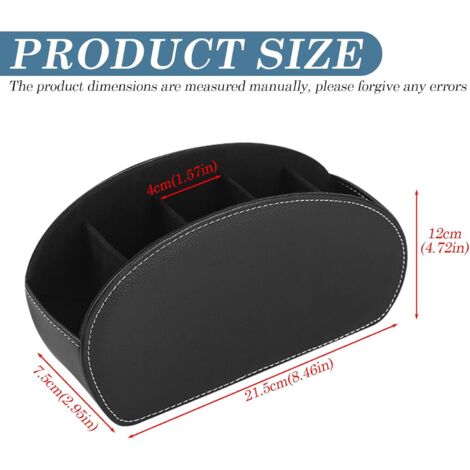 WIYETY Porte-Télécommande 5 Poches En Cuir Noir - Rangement Pratique Pour Télécommandes, Cahiers, Stylos, Téléphone Et Papeterie