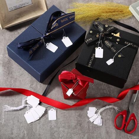 SALLYFASHION Lot De Petites Étiquettes Cadeaux De Remerciement Avec Ficelle - Imprimables Et Personnalisables