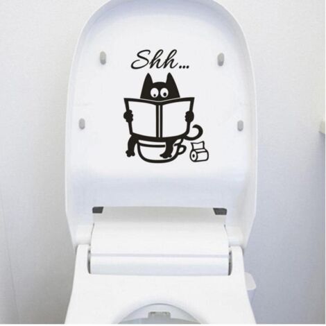 Autocollant de Siège de Toilette Dessin Animé, Autocollants de Couvercle de Toilette pour Chat, Autocollant de Couvercle de Toilette Drôle, pour Décoration de Salle de Bain en Verre L