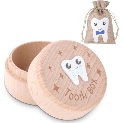 Boîte à dents de lait en bois 3D sculptée, souvenir première dent – cadeau garçon (1/5)