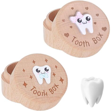 2 boîtes à dents de lait motif dent pour garçons/filles – stockage dents perdues (1/5)