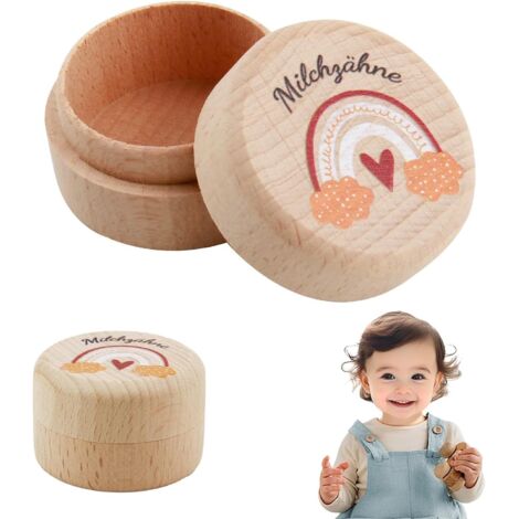 Boîte à Dents de Lait en Bois pour Bébé, Pratique et Esthétique Boite a Dents, Boite Dent de Lait pour Garçons et Filles (1/5)